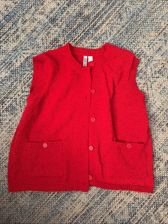 Pieces Other - Red Sleeveless Button Vest by Pieces